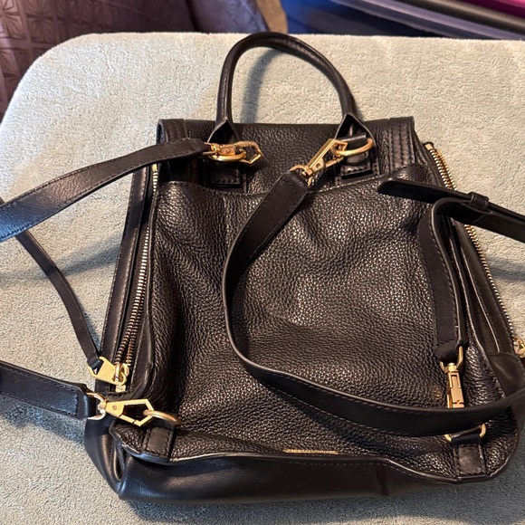 Rebecca Minkoff Black Leather Bag with Gold Detail